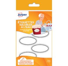 Etiquette soluble à l'eau Avery SOLUB18 , oval - Pochette de 18