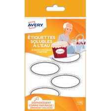 Etiquette soluble à l'eau, oval