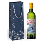 Sac cadeau de Noël pour bouteille 'Silver Snowflakes'