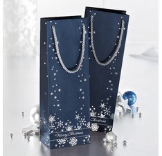 Sac cadeau de Noël pour bouteille 'Silver Snowflakes'