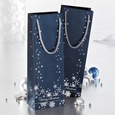 Geschenktas Kerstmis voor fles 'Silver Snowflakes'