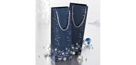 Sac cadeau de Noël pour bouteille 'Silver Snowflakes'