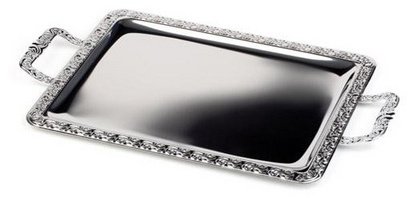 Plateau 'MIEUX SERVI', (L)520 x (P)310 mm, argent