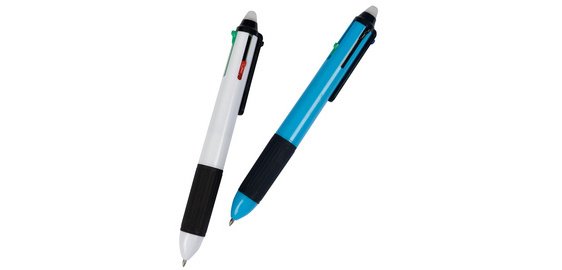 Stylo à bille à quatre couleurs, effaçable, présentoir