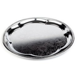 Plat de service, rond, diamètre: 350 mm, argent