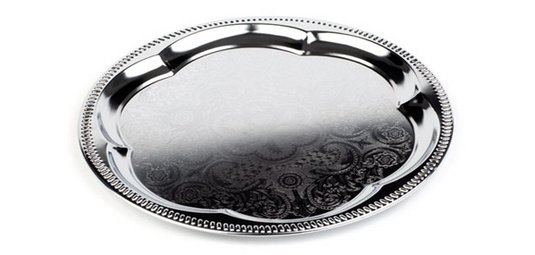 Plat de service, rond, diamètre: 350 mm, argent