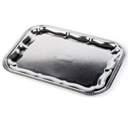 Plat de service, rectangulaire, 410 x 310 mm, argent