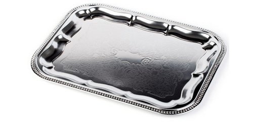 Plat de service, rectangulaire, 410 x 310 mm, argent
