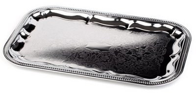 Plat de service, rectangulaire, 530 x 325 mm, argent