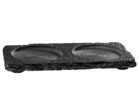 Plat en ardoise naturelle/soucoupe, (L)150 x (P)80 mm