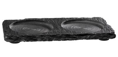 Plat en ardoise naturelle/soucoupe, (L)150 x (P)80 mm