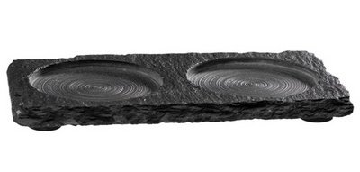 Plat en ardoise naturelle/soucoupe, (L)150 x (P)80 mm