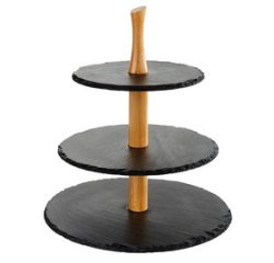 Serviteur en ardoise naturelle, 3 étages, anthracite