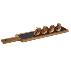 Rectangular 2-part serving board, acacia wood/slate