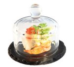 Plat en ardoise naturelle avec cloche en verre