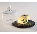 Plat en ardoise naturelle avec cloche en verre