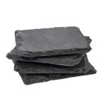 Sous-verre en ardoise naturelle, set de 4, 100 x 100 mm