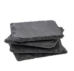 Onderzetter van leisteen, set van 4, 100 x 100 mm