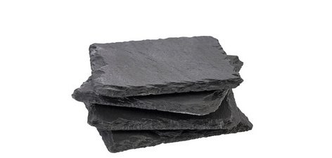 Sous-verre en ardoise naturelle, set de 4, 100 x 100 mm