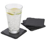 Sous-verre en ardoise naturelle, set de 4, 100 x 100 mm