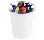 Poubelle de table / range-couverts TOP CHROME, blanc