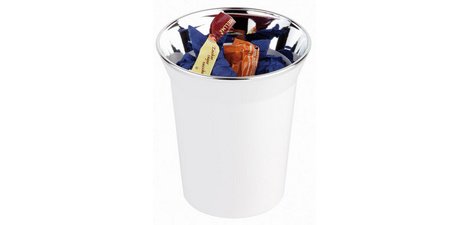 Table trash / cutlery holder TOP CHROME, white