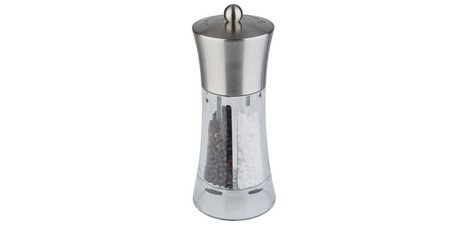 2-in-1 pepper and salt mill, silver / transparent