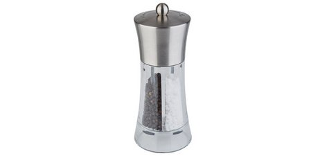 2-in-1 pepper and salt mill, silver / transparent