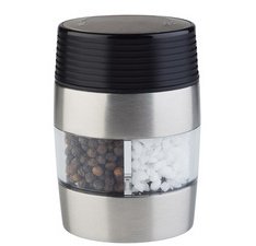 Moulin à poivre et sel 2en1, argent / transparent