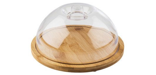 Bamboo tray with dome, round, diameter: 205 mm