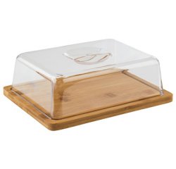 Schaal in bamboe met stolp