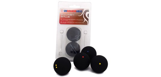 Squashbal, extra langzaam, 2-pack, zwart
