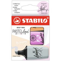 Surligneur BOSS MINI Pastellove 2.0,étui carton de 3