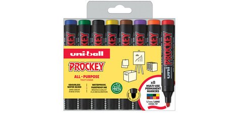Uni-ball permanent marker Prockey PM-126, etui van 8 stuks, assorti