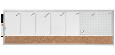 Planning hebdomadaire combiné, tableau blanc/liège