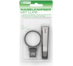 Coupe-ongles avec loupe & lime, sur carte blister