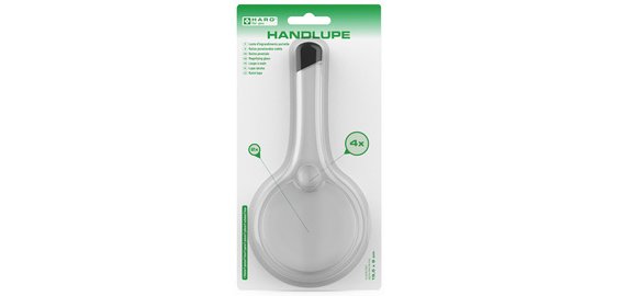 Handheld magnifying glass, round, diameter: 75 mm, transparent