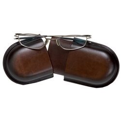 Etui à lunettes, grand, cuir, marron