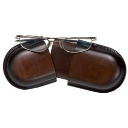 Etui à lunettes, grand, cuir, marron