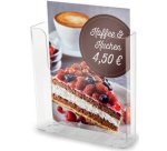 Porte-brochures, dos plat, A4 portrait, transparent