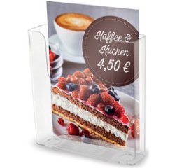 Porte-brochures, dos plat, A4 portrait, transparent