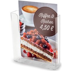 Porte-brochures, dos plat, A4 portrait, transparent