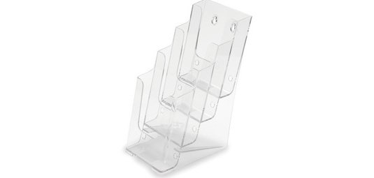Porte brochure 4 cases format 1/3 A4 transparent