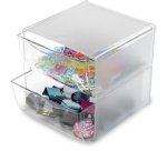 Boîte de rangement Cube, 2 tiroirs, cristal