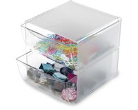 Boîte de rangement Cube, 2 tiroirs, cristal