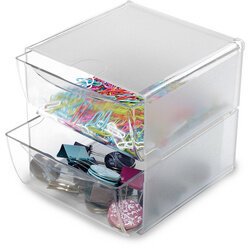 Boîte de rangement Cube, 2 tiroirs, cristal