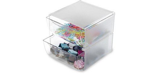 Boîte de rangement Cube, 2 tiroirs, cristal