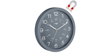 CEP Horloge murale mineral, montre quartz, magnétique, gris