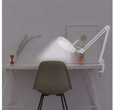 Vergrootglaslamp met ledlicht en klem - wit
