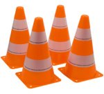 Cônes de signalisation, set de 4, orange / blanc